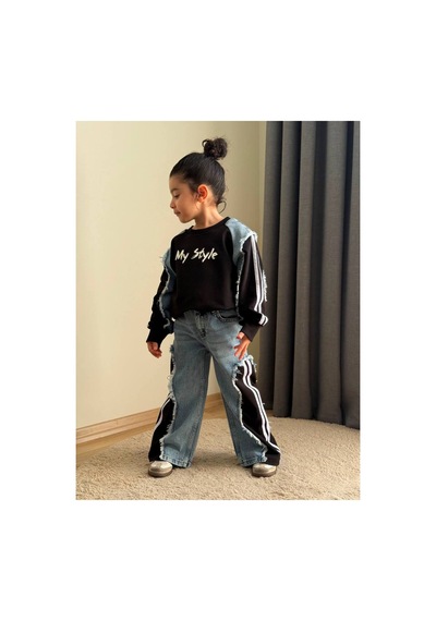 Toikids Kız Çocuk My Style Kot Garnili İkili Takım Siyah