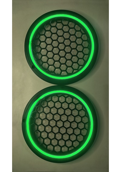 Hoparlör Kapağı 16 Cm Ledli 2'li Takım - Yeşil