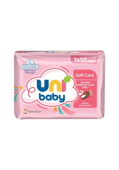 Uni Baby Softcare Hindistan Cevizi Yağlı Islak Mendil 3 X 50'li - 8 Adet Tarı 8'li set