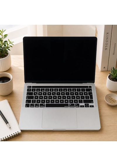 Macbook Pro Türkçe Q Klavye Koruyucu Eu Uk Iso Enter A2338 M1 M2 A2251 A2289 A2141 Uyumlu İnce Siyah Silikon Keyboard Cover Touch Bar 13 İnç 16 İnç Siyah