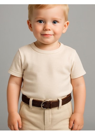 Nanica Kids Erkek Bebek Kemerli Cepli Keten Pantolon-16009 Krem