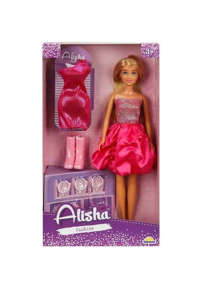 01423 Sun-rst-sıs-mnk- Alisha Gece Elbiseli Bebek Seti 29cm - Sunman - Ajak-894736 1 Adet