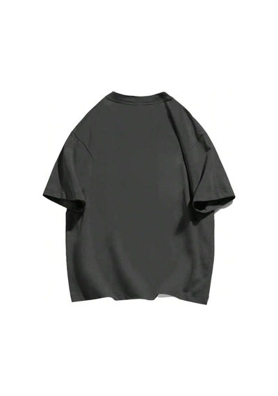 Noıssey Karikatür Ve Grafik Tasarım Oversize T-shirt Cartoon/letter Serisi Kod424 Koyu Gri