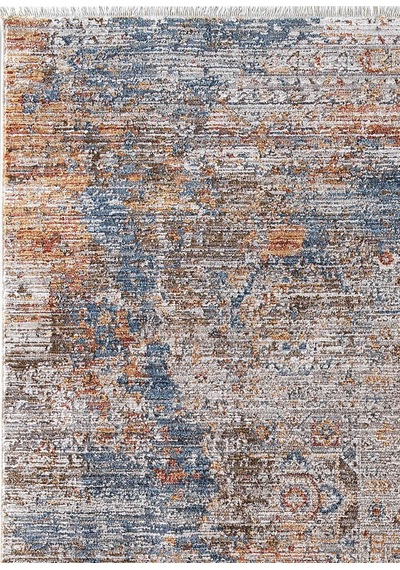 Indiana Etnik Desenli Vintage Eskitme Görünümlü Modern Halı In06 Multi Mavi