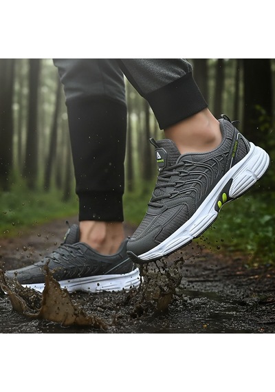 Yürüyüş Spor Ayakkabı Ortopedik Erkek Sneaker Koyu Gri