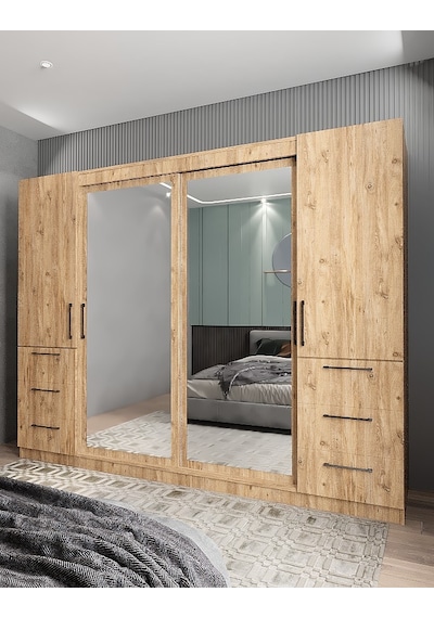 Bella Sürgü Kapaklı Dolap Gardırop Çam 208 CM