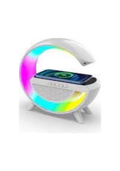Led Wıreless Şarj Özellikli Radyolu Masa Lambası Kablosuz Gece Lambası Bluetooth Hoparlör Beyaz