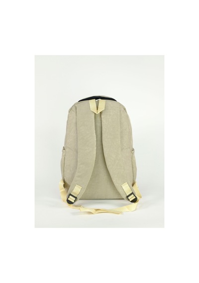 Gigi Luxe Unisex Su Geçirmez Çok Bölmeli Krinkıl Kumaş Okul Çantası Laptop Çantası Bej Bej