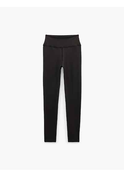 Koton Yüksek Bel Slim Fit İnterlok Spor Tayt Siyah 6sak40452nk