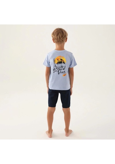 Arnetta 2989c Erkek Çocuk Bermuda Pijama Takım Mavi