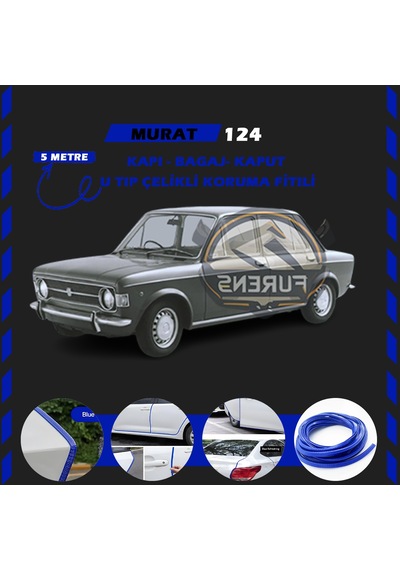Murat 124 Oto Araç Kapı Koruma Fitili 5 Metre Parlak Mavi Renk