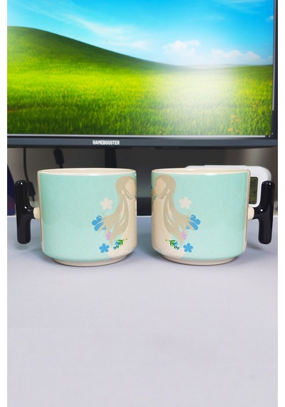 Anohana Anime Baskılı Seramik Lüks Kupa 1 Adet T Şeklinde Özel Siyah Kulp Dalga Kulp V3t Çok Renkli