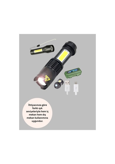 Astraltech 4 Modlu Usb Şarjlı Led El Feneri Kamp Ve Outdoor Çok Renkli