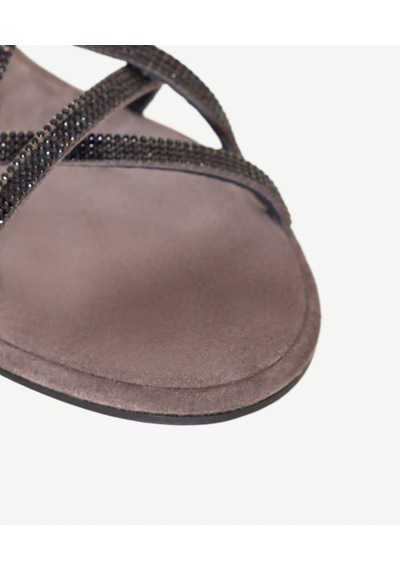 Yargıcı Boncuk Şerit Detaylı Deri Sandalet 26ykay4004x 059 Antrasit