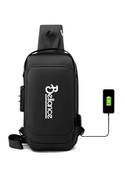 Bellance Blg-50bk Su Geçirmez Şifre Kilidi Usb Omuz Göğüs Çantası Siyah