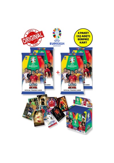 Almanya Euro 2024 Avrupa Şampiyonası Match Attax - 4 Adet Futbolcu Kart Paketi 32 Adet Kart