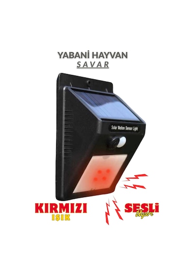 Hayvan Kovucu Işıklı Sesli Güneş Enerjili Sensörlü Gece Gündüz Modlu
