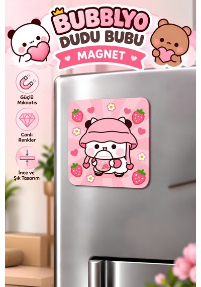 Dudu Bubu Dekoratif Buzdolabı Magneti Pembe