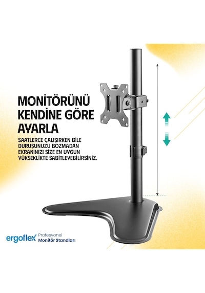 Ergoflex EF71 Steel Design 2-8 kg Tek Kol Asansörlü 13"-32" Desktop Monitör Standı