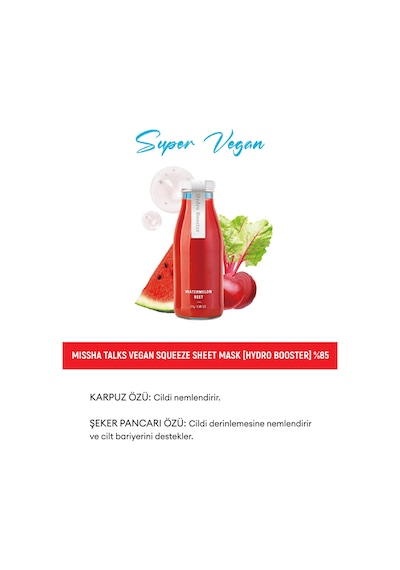 Missha Talks Vegan Squeeze Sheet MaskKarşıtı Nemlendirici Vegan Yaprak Maske - Hydro Booster