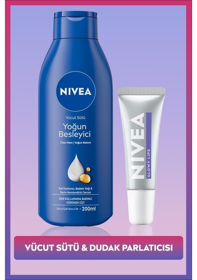 Yoğun Besleyici Vücut Bakım Sütü 200ml Ve Glowy Lips Nemlendirici Dudak Parlatıcısı