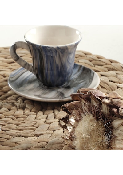 Gift Kahve Fincan Takımı 2 Kişilik El Yapımı Türk Kahvesi Expresso Fincanı Seti Mavi