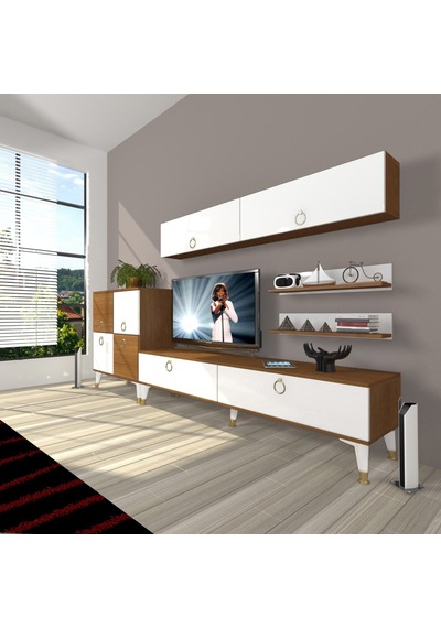 Decoraktiv Eko 6y Mdf Std Gold Tv Ünitesi Tv Sehpası Ceviz - Beyaz