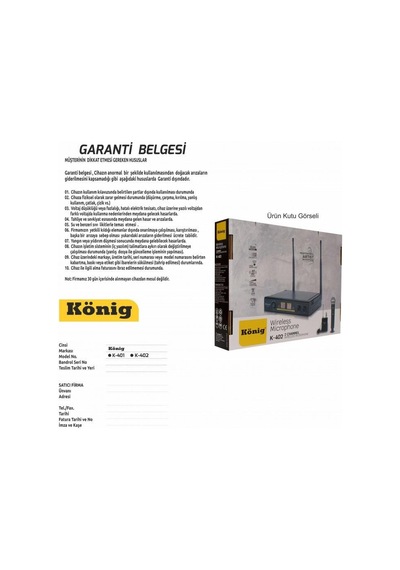 König K-402 El + Yaka 16 Kanal Uhf Telsiz Kablosuz Mikrofon