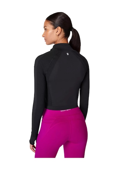 Sweaty Betty Athlete Crop Seamless Workout Zip Up Siyah