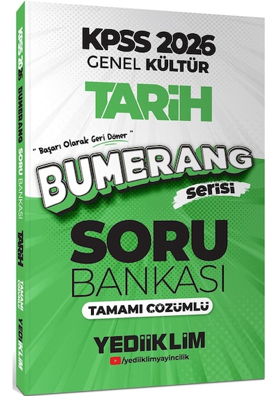 Yediiklim Yayınları 2026 Kpss Genel Kültür Bumerang Tarih Tamamı Çözümlü Soru Bankası