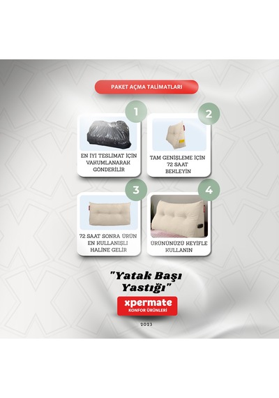 Yatak Başı Yastığı Sırt Ve Bel Destek Yastığı 120 Cm Bej