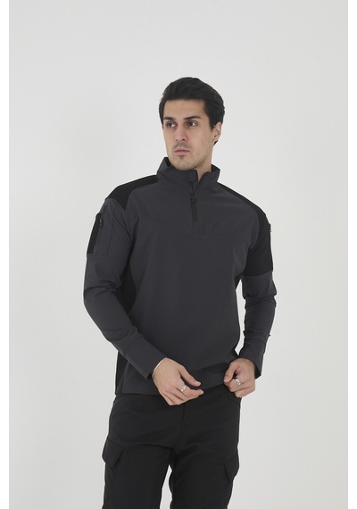 Camp Scoutland Camp138 Outdoor Tactical Su iticili Erkek Antrasit-Siyah Taktik Sweatshirt Antrasit