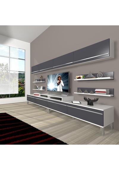 Decoraktiv Ekoflex 360y Mdf Krom Ayaklı Tv Ünitesi Tv Sehpası - Beyaz Antrasit Beyaz - Antrasit Decoraktiv Ekoflex 360y Mdf Krom Ayaklı Tv Ünitesi Tv Sehpası - Beyaz Antrasit Beyaz - Antrasit