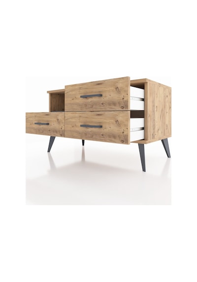Hyperion Şifonyer Tek Raflı 3 Çekmeceli 88x44x48 Çam-antrasit/çam Antrasit/çam