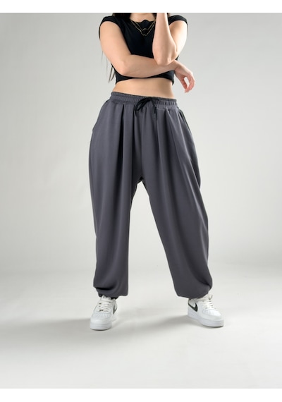 Cocopelli Pileli Füme Kadın Jogger Pantolon Coc2844 Füme
