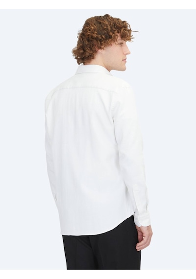 Kip Beyaz Regular Fit Dokuma Casual Pamuk Karışımlı Gömlek Beyaz