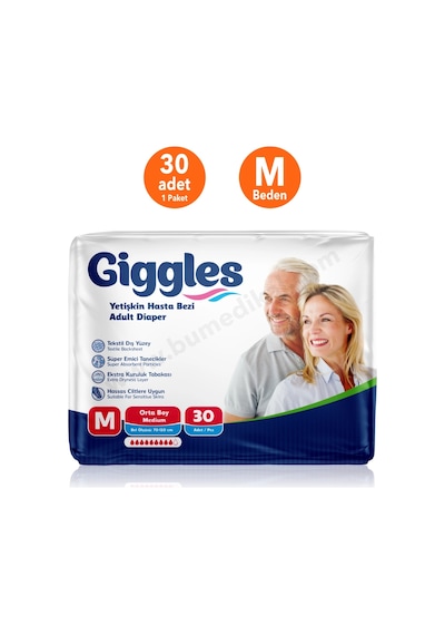 Giggles Yetişkin Bel Bağlamalı Hasta Bezi Medium - 30 Adet M
