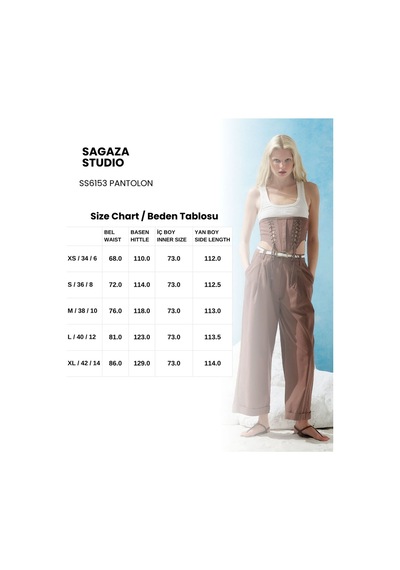 Sagaza Studio Ss6153 Kemerli Cep Detaylı Bol Pantolon Kahve