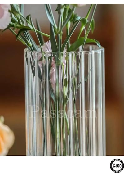 Optik Desenli Cam Vazo 3lü Set 10çap 10-15-20 Cm Yükseklik Beyaz