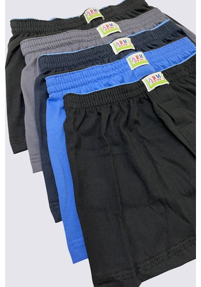 Arma Yıldız Karışık Renkli Erkek Çocuk Boxer 5'li Paket Düz Klasik Rahat Kesim %100 Pamuklu Çok Renkli