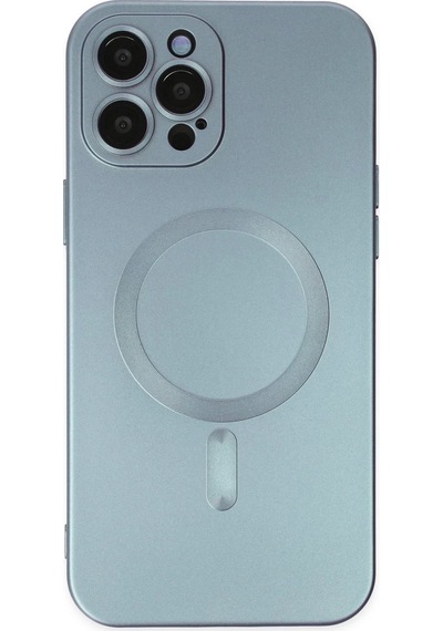 Newface Apple iPhone Uyumlu 12 Pro Max Kılıf Moshi Lens Magneticsafe Silikon - Glblseme - 99 Sierra Blue