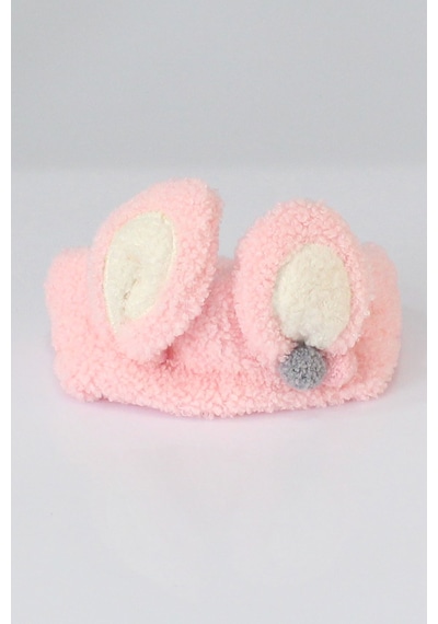 Toyaş Tavşan Kulaklı Peluş Bandana Makyaj Spa Saç Bandı Pembe Çok Renkli