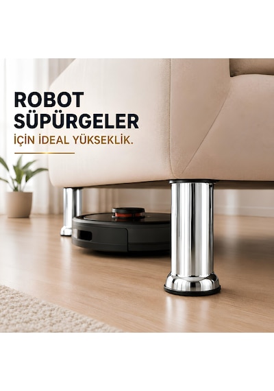 18 Adet Metal Destek Ayağı 12 Cm Krom Mobilya Kanepe Baza Koltuk Ünite Ayakları Metrik 8 Civatalı İnce Diş