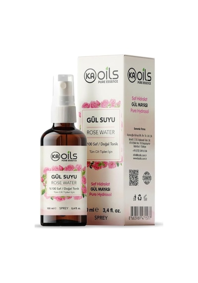 Tr Saf Gül Suyu - 100% Pure Rose Water 100 Ml - Doğal Gül Mayası Hidrolatı - Canlandırıcı Ve Nemlendirici Yüz T
