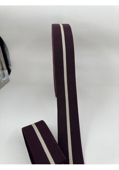 4 Cm Jakar Lastik-çizgili-bordo-5 Metre