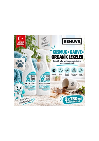 Leke Çıkarıcı Enzimatik Sprey 750 Ml Halı Koltuk Kumaş Kedi Köpek İdrar Ve Koku Giderici X 2 Adet Kedi Köpek, Halı Koltuk Yatak