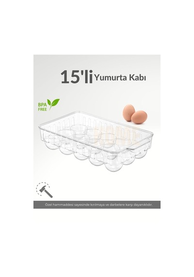 Jet's Home 15'li Kapaklı Yumurta Kabı Darbeye Karşı Dayanıklı Yumurtalık Bpa Free Buzdolabı Organizeri Düzenleyici Şeffaf