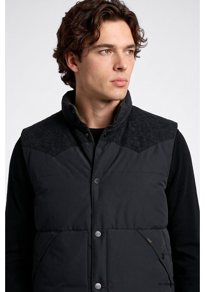 Lee Western Çift Taraflı Regular Fit Erkek Şişme Yelek Ld507064001 Siyah