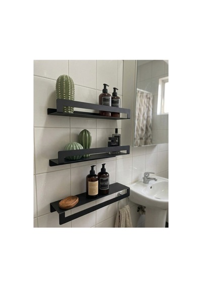 Yüksek Kaliteli Paslanmaz Banyo Düzenleyici Şampuanlık Duş Rafı Havlu Rafı - 3'lü Set Siyah - 938901974 Siyah