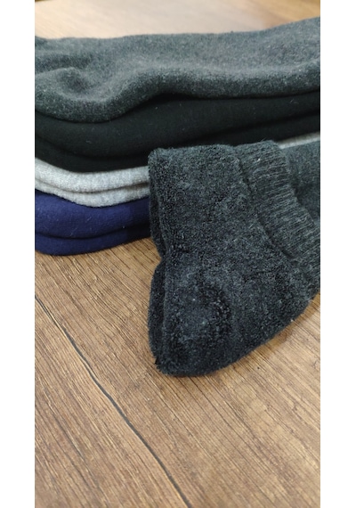 Leement Socks Dikişsiz Kışlık Kalın Havlu Patik Çorap 4 Çift Pamuklu Beyaz